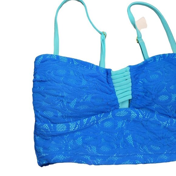 Raisins Long Line Bikini Top Size Small Blue NWT - Picture 2 of 6
